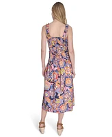 Eliza J Women's Petite Cotton Smocked-Waist Floral-Print Dress
