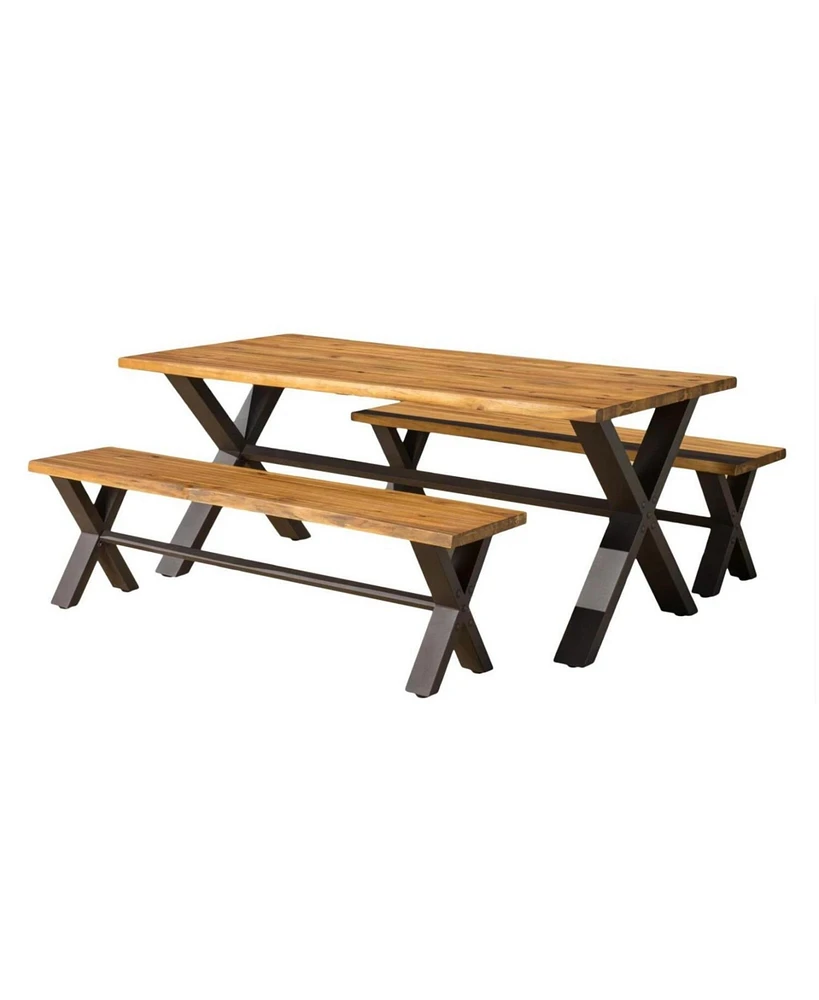 Irving 3-Piece Teak Acacia Wood Outdoor Dining Set