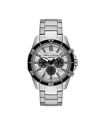 A|X Armani Exchange Men's Quartz Chronograph Silver Stainless Steel Watch, 44mm