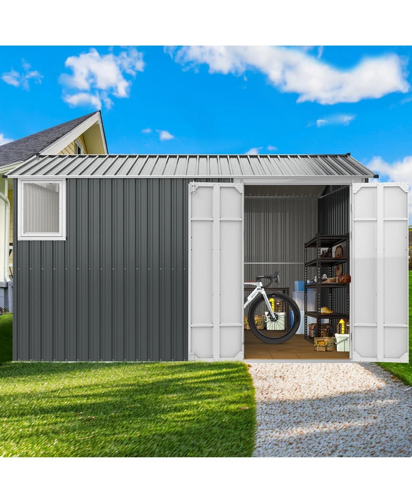 8x12 Metal Shed, Window, Floor, Vents, Hinged Door