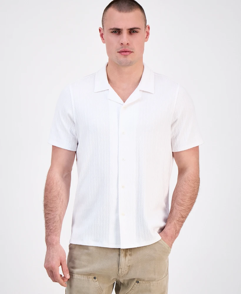 Guess Men's Spencer Printed Short Sleeve Button-Front Camp Shirt