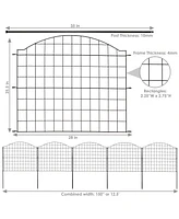 Outdoor Lawn and Garden Steel Arched Grid Style Decorative Border Fence Panel Set - 12.5' - Black - 5pk