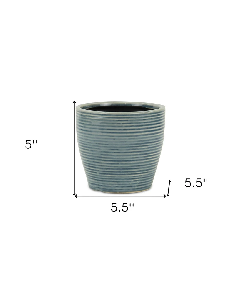 Striped Ceramic Round Planter – Modern Pot for Indoor & Outdoor Spaces