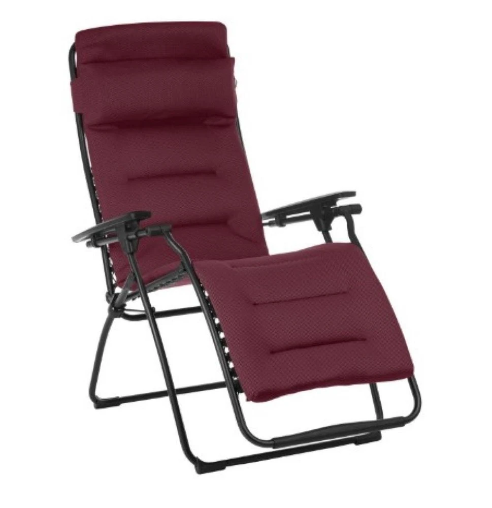 Steel Zero Gravity Chair with Red Cushion – Outdoor Recliner for Ultimate Comfort
