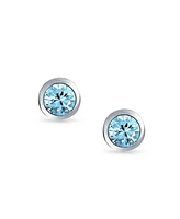 Bling Jewelry Simple Classic Bezel Set Cubic Zirconia Aaa Cz Round Solitaire Stud Earrings For Women Rose Gold Plated .925 Sterling Silver 5MM