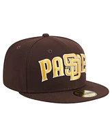 New Era Men's Brown San Diego Padres Overlap 59FIFTY Fitted Hat