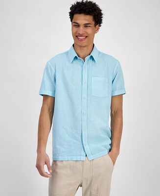 Sun + Stone Men's Blake Linen Chambray Short Sleeve Button-Front Shirt, Created for Macy's