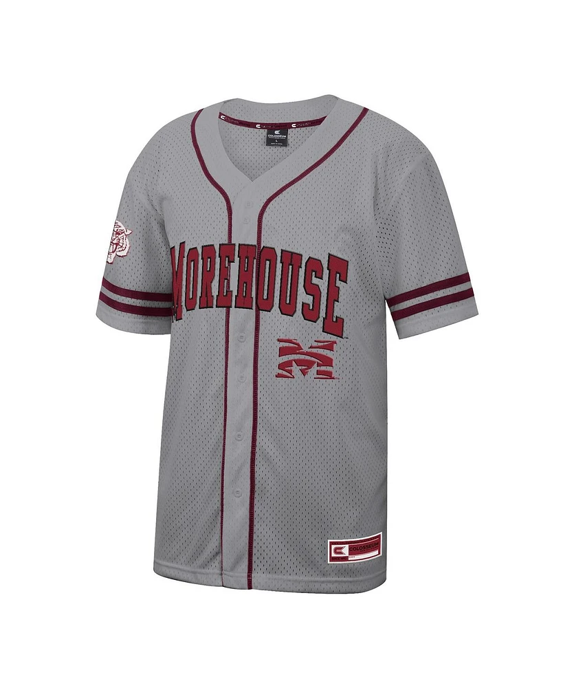 Colosseum Men's Gray Morehouse Maroon Tigers Free Spirited Baseball Jersey
