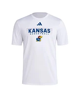 Adidas Men's White Kansas Jayhawks Locker On-Court In The Fade Pregame Aeroready T-Shirt