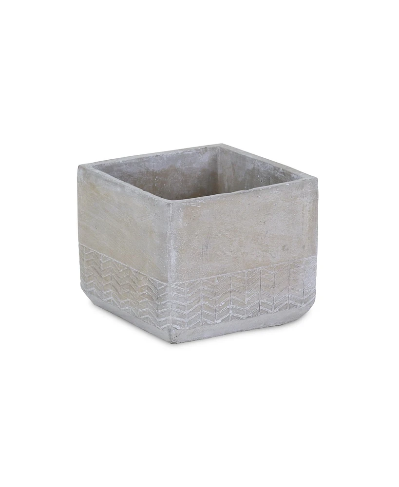 Cement Square Pot Planter with Chevron Design – Indoor/Outdoor Use