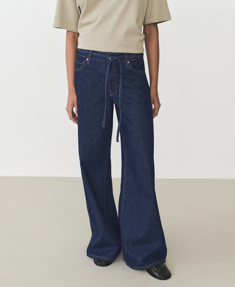 Mango Women's Low-Rise Wide Leg Jeans