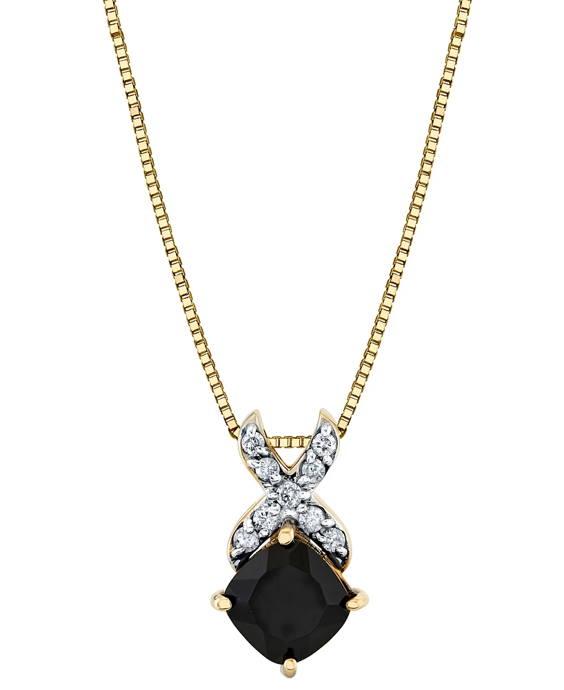 Onyx (6mm) & Diamond (1/10 ct. t.w.) 18" Pendant Necklace in 10k Yellow Gold