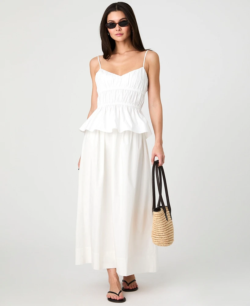 French Connection Women's Cotton Poplin Strappy Peplum Top