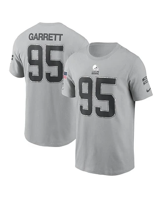 Nike Men's Myles Garrett Gray Cleveland Browns 2024 Salute To Service Name Number T-Shirt