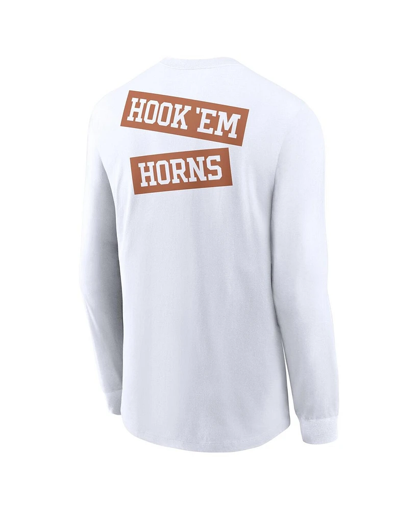 Nike Men's White Texas Longhorns Two-Hit Classic Location Long Sleeve T-Shirt