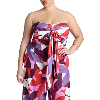 Eloquii Women's Tie Front Scarf Top
