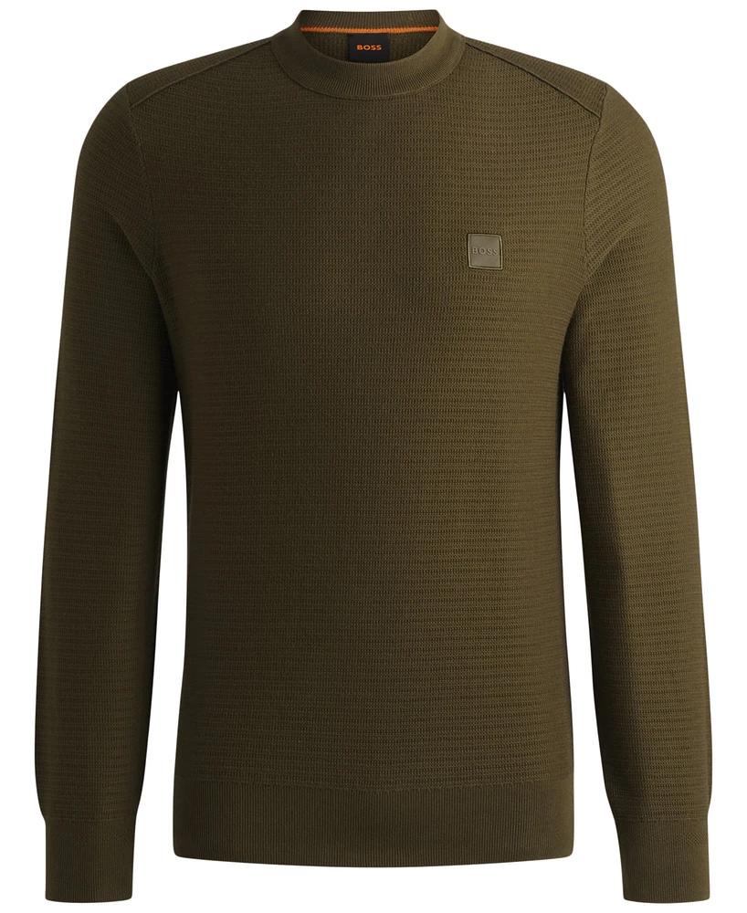 Boss by Hugo Men's Logo Patch Regular-Fit Sweater