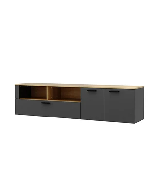Tv stand with five storage cabinets, media console with adjustable shelves, entertainment center