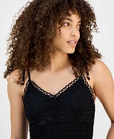 Jamie & Layla Petite Crochet V-Neck Sleeveless Wide-Leg Jumpsuit