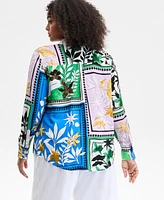 I.n.c. International Concepts Plus Size Mixed-Print Blouse, Exclusively at Macy's