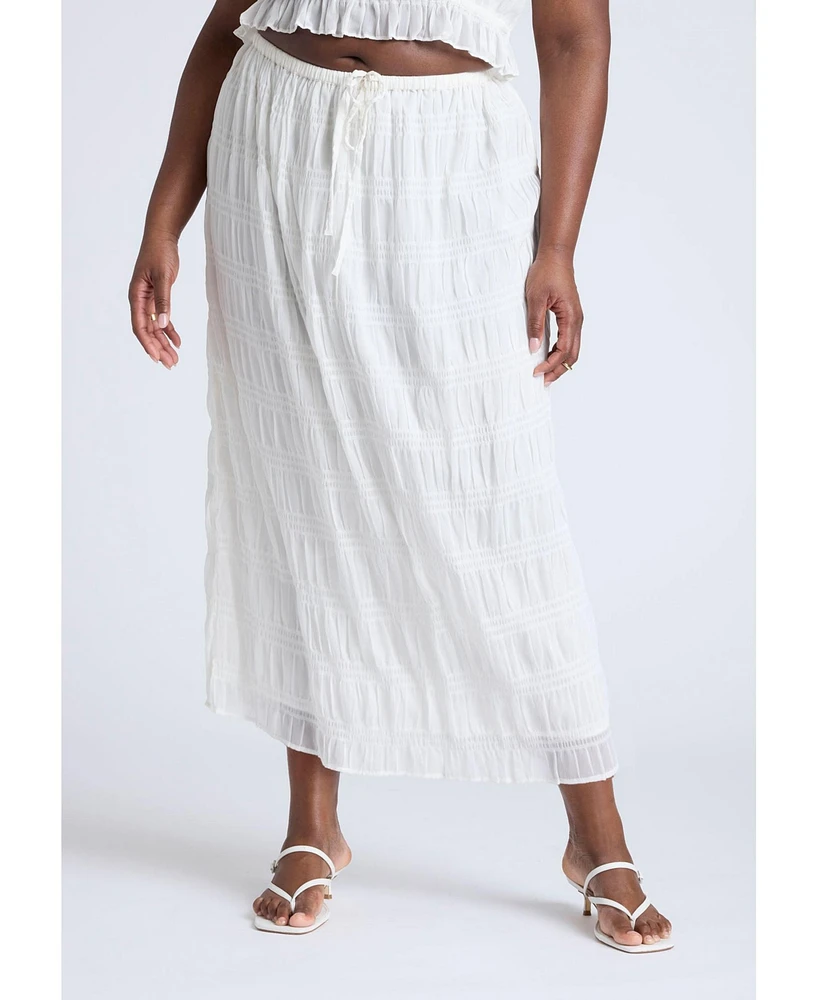 Eloquii Women's Ruched Tiered Maxi Skirt