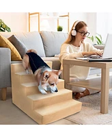Home Base 5-Step Dog Stairs for Bed, Steps Couch, Pet Stair Cats and Dogs Non-Slip High Density Foam
