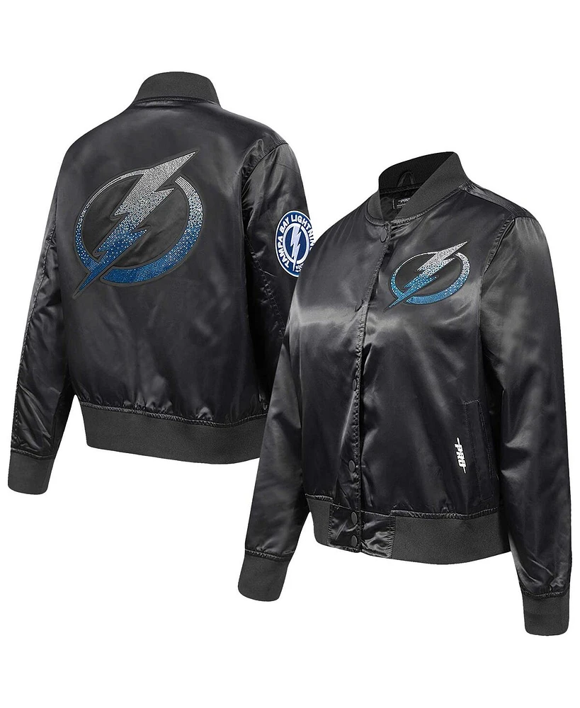 Pro Standard Women's Black Tampa Bay Lightning Rhinestone Jewels Satin Full-Snap Jacket