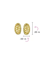 Bling Jewelry Geometric Grooved Twist Shrimp Half Hoop Classic Diagonal Stripe Twist Two Tone Dome Clip On Earrings For Non Pierced Ears Gold Silver P