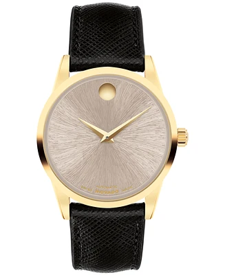 Movado Women's Museum Classic Swiss Automatic Black Leather Watch, 33mm
