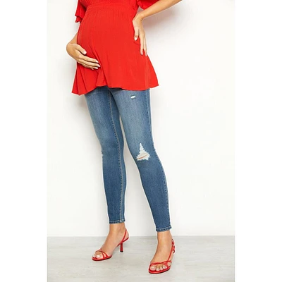 1822 Denim Maternity Over the Bump Distressed Ankle Skinny Jean