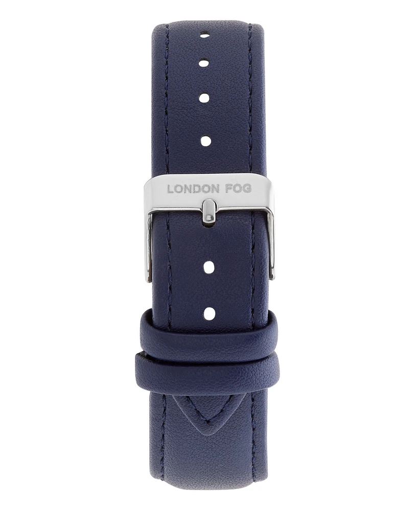 London Fog Unisex Millennium Blue Leather Watch, 40mm