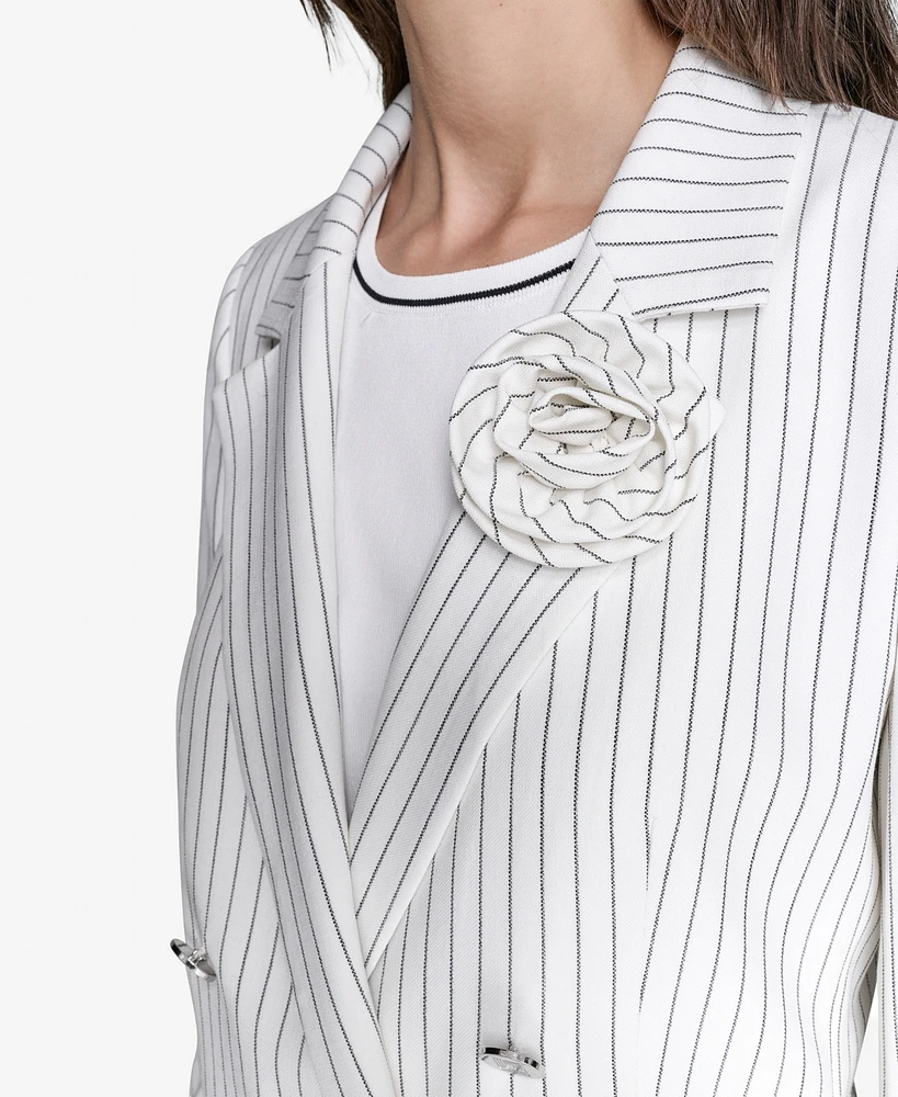 Kalr Lagerfeld Paris Women's Striped Double-Breasted Jacket