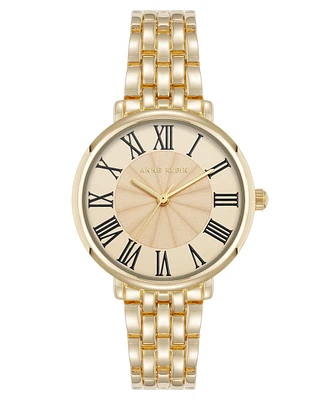 Anne Klein Women's Quartz Round Roman Numeral Gold-Tone Metal Alloy Watch, 32mm