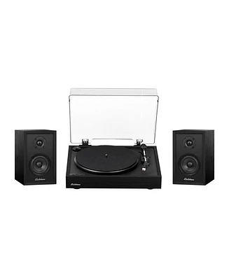 Electrohome Montrose Wireless Upgradable Vinyl Record Player with Berkeley, Powered Bluetooth Bookshelf Speakers, 1" Tweeter & 3" Driver, fo