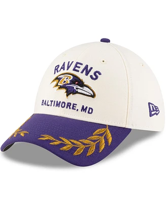 New Era Men's Cream/Purple Baltimore Ravens 2025 Nfl Draft 39THIRTY Flex Hat
