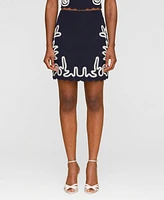 Avec Les Filles Women's Embroidered Mini Skirt