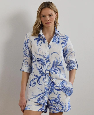 Lauren Ralph Lauren Women's Relaxed-Fit Paisley 100% Linen Shirt