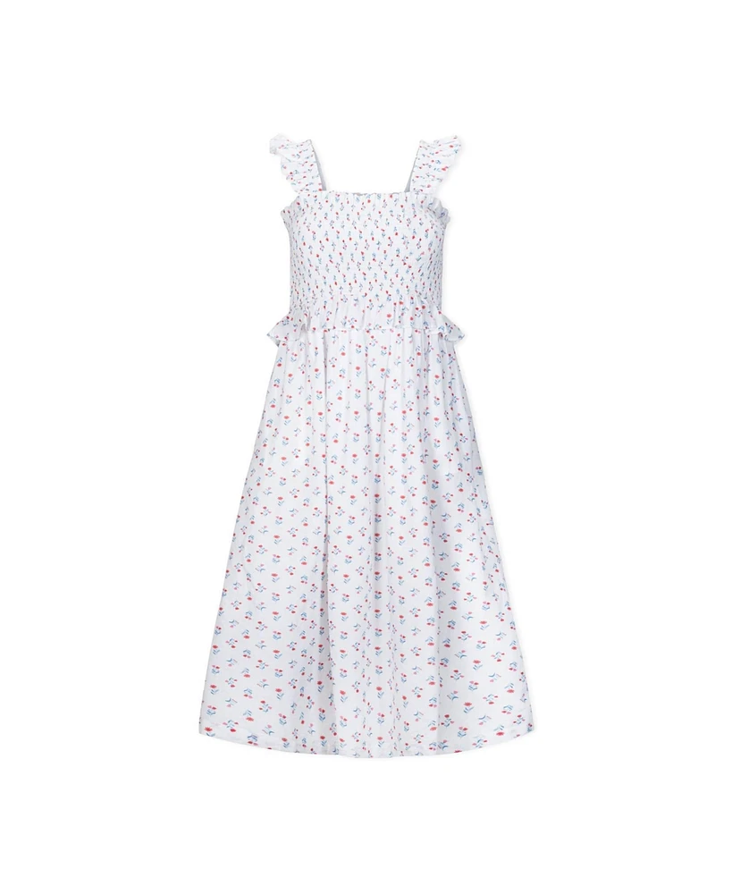 Hope & Henry Women's Organic Smocked Ruffle Shoulder Sundress