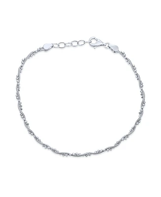 Bling Jewelry Twisted Bead Snake Chain Anklet Ankle Bracelet Sterling Silver 9-10"