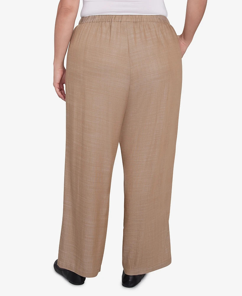 Alfred Dunner Plus Summer Solstice Relaxed Button Detail Pull On Ankle Pants