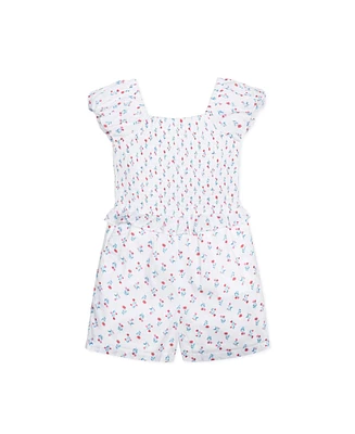 Hope & Henry Little Girls Organic Puff Sleeve Smocked Romper