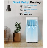 Cowsar Portable Air Conditioner 10000 Btu, 3-in-one Portable Ac with Dehumidifier & Fan, Cooling for Room up to 450 sq. ft, Eco Mode, 2 Fan Speeds, 24