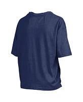 Pressbox Women's Navy West Virginia Mountaineers Nelson Arch Over Logo Waist Length Oversized Slub T-Shirt