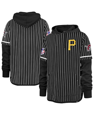 '47 Brand Men's Black Pittsburgh Pirates Pinstripe Double Header Pullover Hoodie
