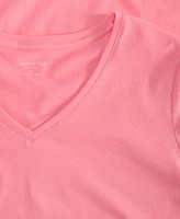 Charter Club Women's Solid V-Neck Short-Sleeve Sleepwear Top, Created for Macy's