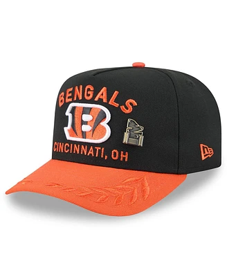 New Era Men's Black/Orange Cincinnati Bengals 2025 Nfl Draft On Stage A-Frame 59FIFTY Fitted Hat