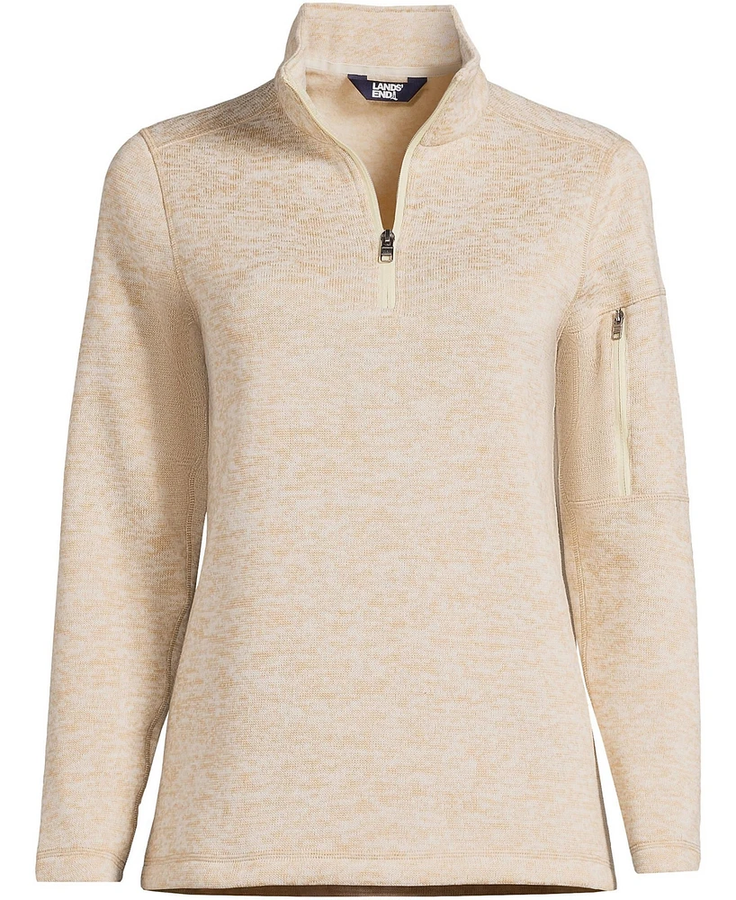 Lands' End Women's Sweater Fleece Quarter Zip Pullover