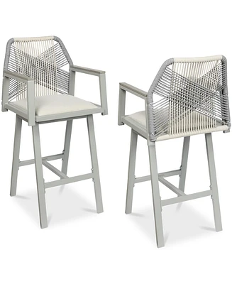 Best Choice Products Set of 2 Indoor/Outdoor Aluminum, Woven Rope Swivel Barstools w/ Armrests