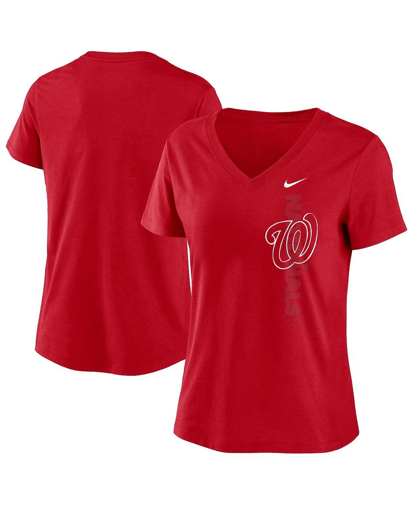 Nike Women's Red Washington Nationals Local Team Tri-Blend V-Neck T-Shirt
