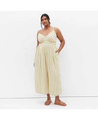 City Chic Plus Lara Stripe Jumpsuit